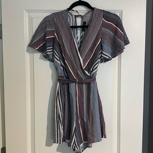 Purple striped romper